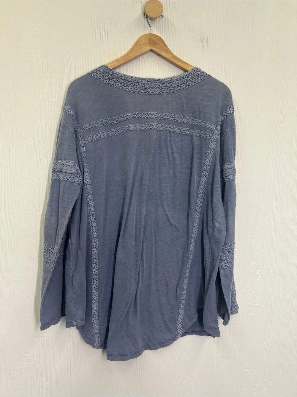 Free People - Boy Meets Girl In Pacific Coast Crochet Accent Blue Lace Blouse M
